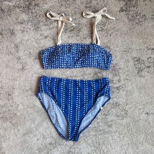 Summersalt indigo and White sand Patterned Bikini- bottoms size 8, top size 6
